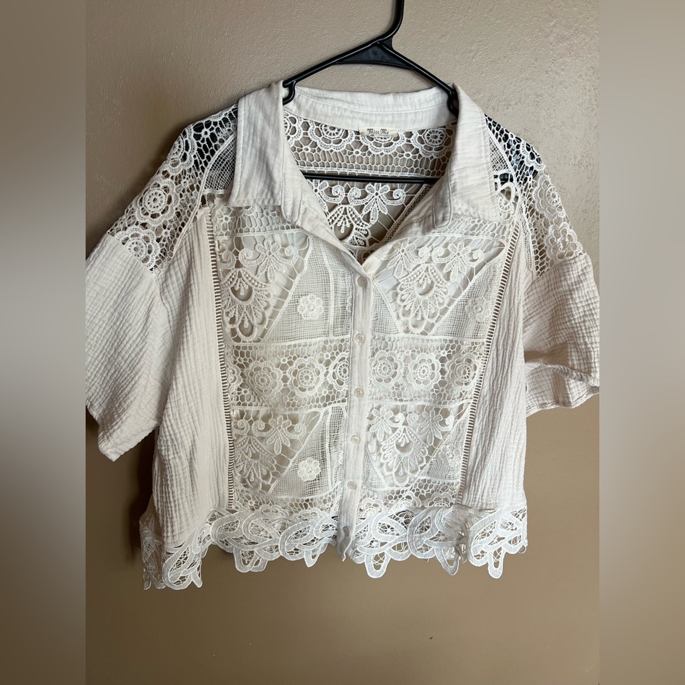 Miss Me White Lace Blouse